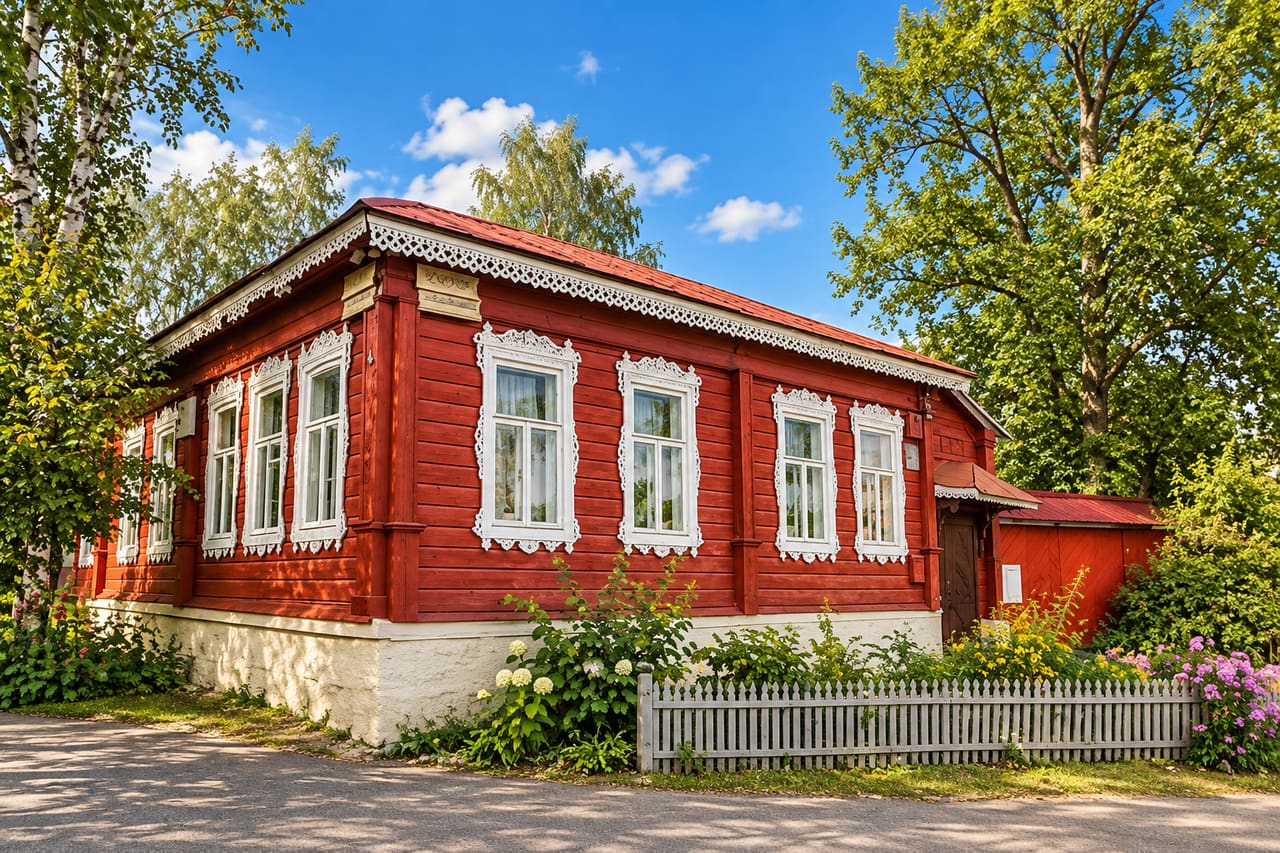 Небольшой дом литературного музея Ивана Бунина в Ельце